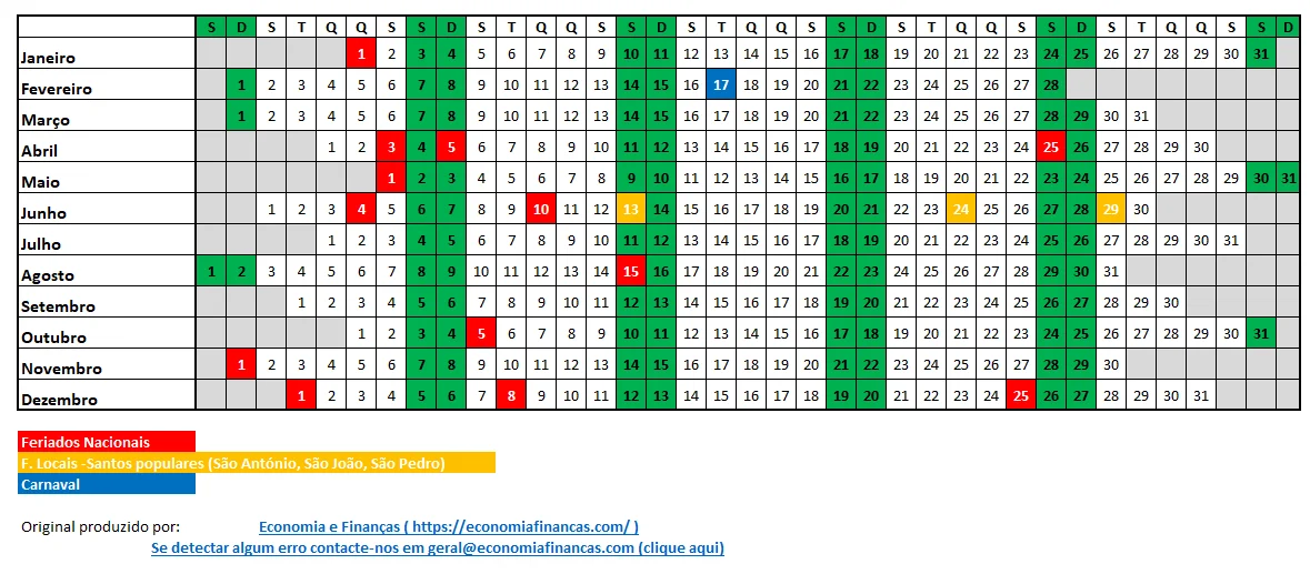 Calendario Para 2026 Em Excel