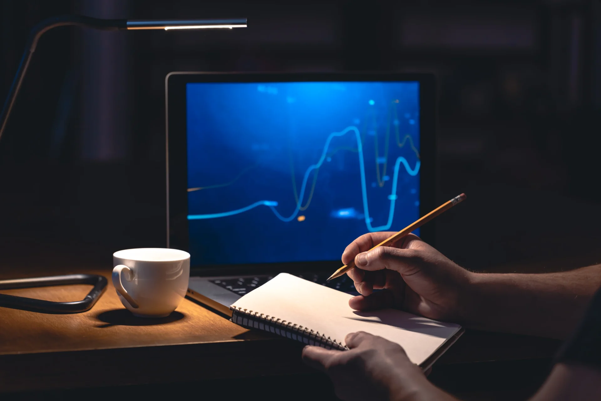 Man Trading Browsing Online Stock Investments Night